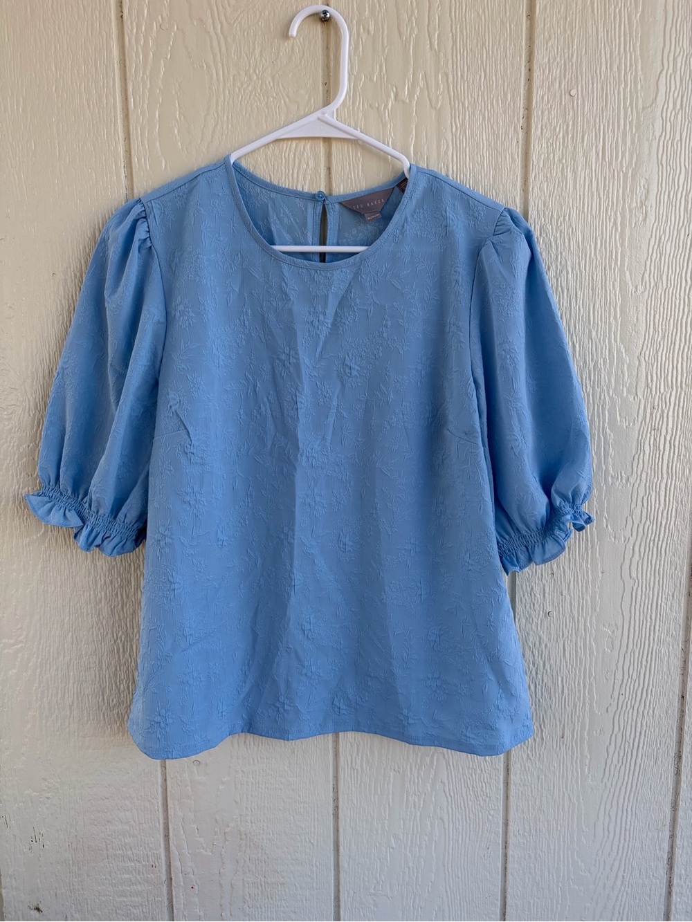 Ted Baker Light Blue Puff Sleeve Women's Top Size M